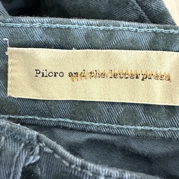 Pilcro Womens Jeans 31 Stet Teal Blue Flocked Velvet Leopard Animal Boho Western - Picture 14 of 16